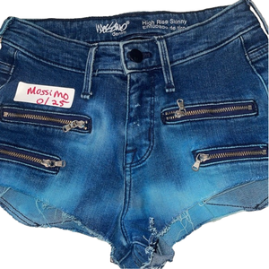 Acid wash turquoise upcycled booty shorts size 0/ 25 with stretch high rise